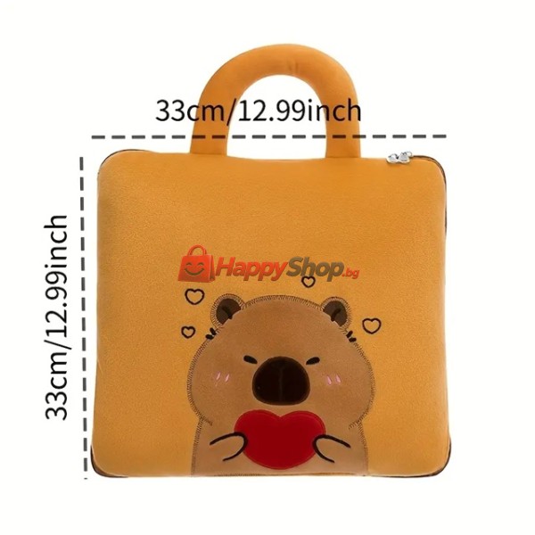 3в1 Плюшена играчка Capybara възглавница одеяло и чанта